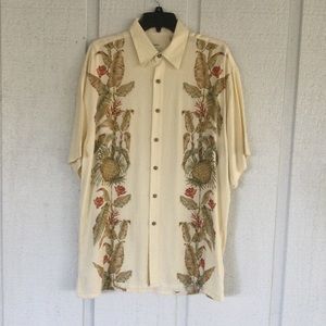Moda Campia Moda Print Rayon Button Front Hawaiian shirt Size M #T6